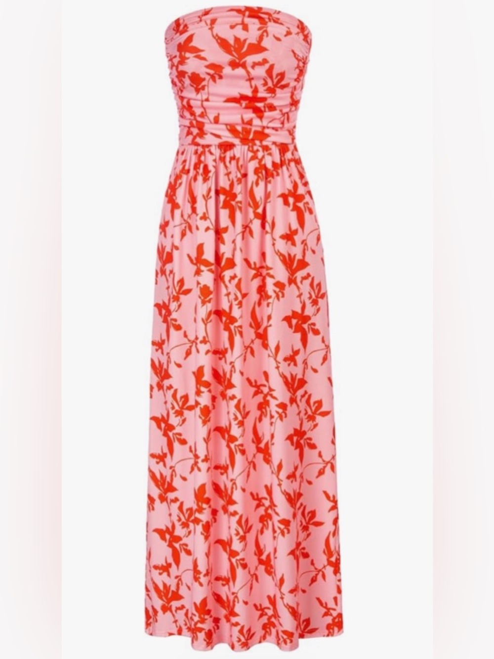 Grace Karin Pink Strapless Floral Dress with orange print